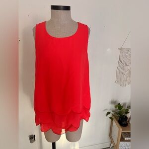 NWT Coral Scalloped Top with open back sleeveless Summer top